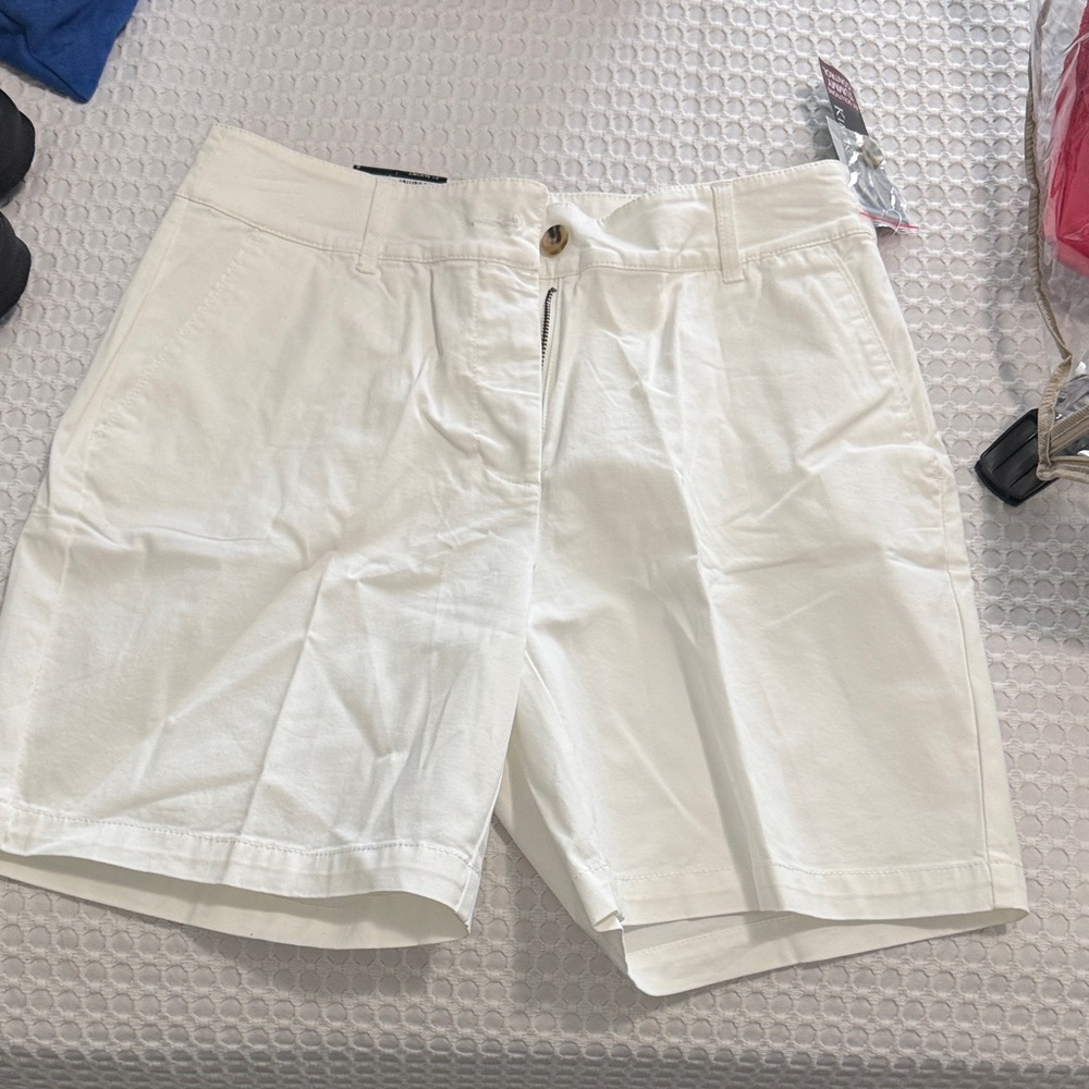 Kim Rogers White Chino Bermuda Shorts